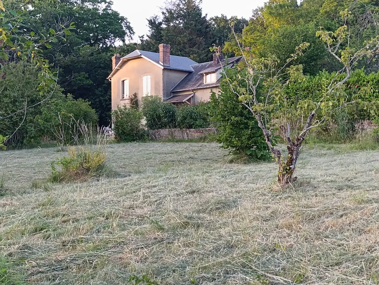 Maison vue depuis la prairie